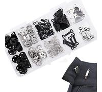 Ensembles de Boutons-Pression à Coudre Crochets à Coudre Argentés et Noirs Boutons en Crochets des Yeux en Métal Attaches Boutons Pression Sac à Main Couture Artisanat DIY pour Porte-Feuille 180PCS