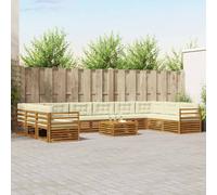 vidaXL Ensembles de canapés avec Coussin 11 pcs Naturel et Beige, Canapé de Jardin, Meuble sectionnel résistant pour Patio, Ensemble Confortable pour terrasse