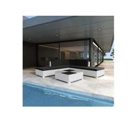 vidaXL Salon de jardin 6 pcs avec coussins Résine tressée Blanc