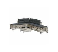 vidaXL Salon de jardin d'angle avec coussins 3 pcs gris clair rotin ensemble de canapés d'extérieur salon de jardin 365449