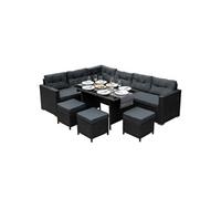 Ensembles de chaises, canapés et tables de jardin rotin noir 9 personnes 240 x 44 x 180 cm 5 pieces