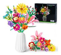 Ensembles de construction en bouquets de fleurs, 756 pièces, 11 types de fleurs en blocs de construction, bricolage botanique pour la décoration de maison, du bureau, Saint-Valentin pour femmes