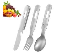 Ensembles de Coutellerie pour Cuisine,Service de Table Fourchettes Cuillères Couteaux | Service De Table En Acier Inoxydable Argenté - pour Plein Air Voyage Déjeuner Randonnée avec Sac à Dos Pique-