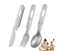 Ensembles de Coutellerie pour Cuisine, Ustensile De Cuisine Moderne, Service De Table En Acier Inoxydable Argenté, pour Plein Air Voyage Déjeuner Randonnée avec Sac à Dos Pique-nique Dîner Camping Ran