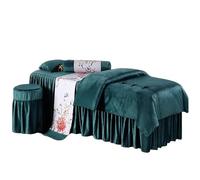 Ensembles de couvertures de lit pour salons de bea Ensembles de literie for Salon beauté, Massage, Spa, housse lit, jupe, drap, couette, avec insert, 4 pièces(Green,185x70)