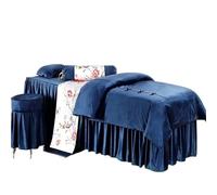 Ensembles de couvertures de lit pour salons de bea Ensembles de literie for Salon beauté, Massage, Spa, housse lit, jupe, drap, couette, avec insert, 4 pièces(Blue,190x70)