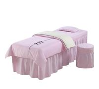 Ensembles de couvertures de lit pour salons de bea Housse de lit à boutons, jupe, housse tabouret, taie d'oreiller, couette, thérapie massage, spa(Light pink,70X185cm)