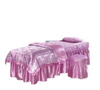 Ensembles de couvertures de lit pour salons de bea Parure de lit 4 pièces for salon beauté, couvre-lit, taie d'oreiller, for massage, spa(Purple,185x70)