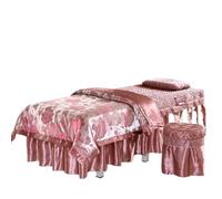 Ensembles de couvertures de lit pour salons de bea Parure de lit 4 pièces for salon beauté, couvre-lit, taie d'oreiller, for massage, spa(Red,190x70)