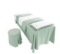 Ensembles de couvertures de lit pour salons de bea Parure de lit 4 pièces for salon beauté, couvre-lit, jupe, taie d'oreiller, for massage et spa(Green,4pcs185x70)