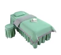 Ensembles de couvertures de lit pour salons de bea Parure de lit 4 pièces for salon beauté, massage, spa, couvre-lit, taie d'oreiller, tabouret, couette, club(Green,185x70)