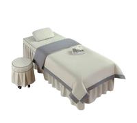 Ensembles de couvertures de lit pour salons de bea Parure de lit 4 pièces for salon beauté, massage, spa, couvre-lit, taie d'oreiller, tabouret, couette, club(Beige,185x70)