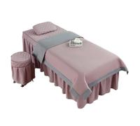Ensembles de couvertures de lit pour salons de bea Parure de lit 4 pièces for salon beauté, massage, spa, couvre-lit, taie d'oreiller, tabouret, couette, club(Pink,180x60)