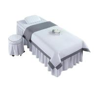 Ensembles de couvertures de lit pour salons de bea Parure de lit 4 pièces for salon beauté, massage, spa, couvre-lit, taie d'oreiller, tabouret, couette, club(White,185x70)