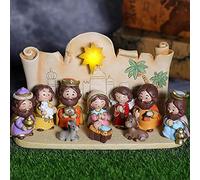 Ensembles De Crèche De Noël en Résine - Petites Figurines pour Crèche De Noël Festive, Ensemble De Statues De Scène De Crèche, Mignons Personnages Colorés, Ensemble De Crèche pour Décoration De Table