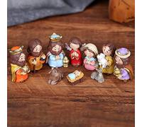 Ensembles De Crèche De Noël en Résine - Petites Figurines pour Crèche De Noël Festive, Ensemble De Statues De Scène De Crèche, Mignons Personnages Colorés, Ensemble De Crèche pour Décoration De Table