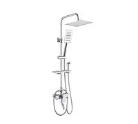 Ensembles de douche avec douche de tête, pommeau de douche carré à effet pluie avec douchette et sortie baignoire, mitigeur de douche chromé - A, A