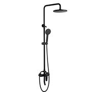 Ensembles de douche noirs avec douche de tête, pommeau de douche rond effet pluie, douchette à main résistante au calcaire, système de douche de salle de bain C