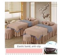 Ensembles de draps de Table de Massage de beauté Ensembles de literie for Salon beauté, 4 pièces, antidérapant, Massage Tuina Spa, couverture en Patchwork, jupe lit avec à trous(190x80)