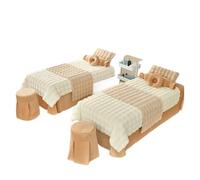 Ensembles de draps de Table de Massage de beauté Housse de lit massage douce for spa, salon beauté, ensemble literie 4 pièces(Bubble white camel,190x80cm)