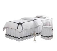 Ensembles de draps de Table de Massage de beauté Parure de lit 4 pièces for salon beauté et massage, avec housse complète jupe(WHITE,190x80)