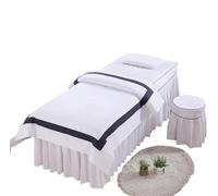 Ensembles de draps de Table de Massage de beauté Parure de lit for Salon beauté, 4 pièces, Style Simple, for Massage, utilisation Spa, housse couette, jupe, King/Queen(White,80x190cm)