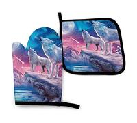 Ensembles de Gants de Four et de maniques à imprimé Loup Hurlant