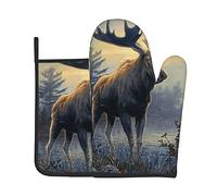Ensembles de Gants de Four et de maniques imprimés Cerfs du Nord