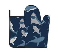 Ensembles de Gants de Four et de maniques imprimés Ocean Fish, lavables, résistants à la Chaleur, antidérapants et antidérapants pour Micro-Ondes, Barbecue, Cuisson, grillades