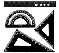 Ensembles de géométrie de Dessin Technique, 4 PCS Ensemble de Règles d'Échelle pour Architectes en Métal, Outil de géométrie mathématique, Rapporteur, Triangulaire, Pour Étudiants et Professionnels