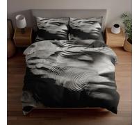 Ensembles de Housse de Couette 3D - Folded Art Forming Male Face Bedding Set de lit Double, Microfibre géométrique rafraîchissante, 1 Housse de Couette et 2 Couvre-oreillers