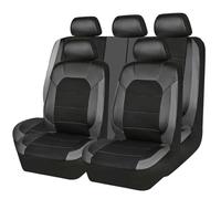 Ensembles de housses de siège Housse De Siège Voiture Universelle En Polyester Et Cuir Couture Sandwich 9 Pièces Housses de Siège Auto(Grey)