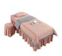 Ensembles de housses pour lits de salon de beauté Ensemble de 4 housses lit massage, couvre-lit, taie d'oreiller, tabouret, salon club(Khaki,180x60)