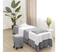 Ensembles de housses pour lits de salon de beauté Parure de lit 4 pièces for salon beauté, massage, spa, draps, housse tabouret(DARK GRAY)