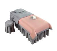 Ensembles de housses pour lits de salon de beauté Parure de lit 4 pièces for salon beauté, massage, spa, couvre-lit, taie d'oreiller, tabouret, couette, club(Beige grey,180x60)