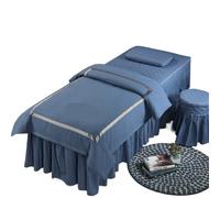Ensembles de housses pour lits de salon de beauté Parure de lit 4 pièces for salon beauté, massage, spa, jupe, taie d'oreiller, tabouret(Blue,190x80)