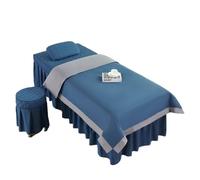 Ensembles de housses pour lits de salon de beauté Parure de lit 4 pièces for salon beauté, massage, spa, couvre-lit, taie d'oreiller, tabouret, couette, club(Dark blue,185x70)