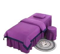 Ensembles de housses pour lits de salon de beauté Parure de lit for Salon beauté, 4 pièces, Style Simple, for Massage, utilisation Spa, housse couette, jupe, King/Queen(Purple,70x180cm)