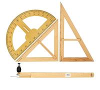 Ensembles de kits de géométrie mathématique Triangle en bois massif Enseignant Conseil Ruler Tableau noir Protractor multi-usages Compass 50cm Triangle Règle Set Grand Teaching Aids Ensembles d'outils