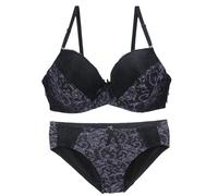 Ensembles de Lingerie Push-up en Dentelle pour Femmes, Soutien-Gorge et Culotte Souples à Armatures, avec Soutien-Gorge intégré. (Black,75C)