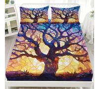 Ensembles de literie GéOméTrie Moderne du Verre Draps Housses 160x200x30 cm 2 Personnes Lit, Respirant Drap Housse Enfant Adulte Bleu avec 2 Taies d'oreillers pour 5-30 cm Matelas