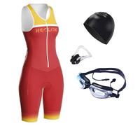 Ensembles de Maillot Cyclisme pour Femmes Combinaison à sans Manches vélo vêtements Pro Triathlon Costume Skinsuit,Séchage Rapide Rembourré Skinsuit,Motifs Personnalisables (TYP-5,M)
