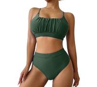 Ensembles De Maillots De Bain Femme 2 Pieces Gainant Ventre Plat Triangle Bikini Set Taille Haute Maillots Col V Élégant Push Up Rembourré Beachwear De Piscine À Imprimé Hawaïen Bikini Pas Cher