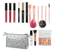 Ensembles de maquillage complets, kits de maquillage pour débutants, L'ensemble de maquillage comprend un rouge à lèvres fard à paupières, Sac de rangement pour Kits de maquillage, 18 pièces, miroirs,