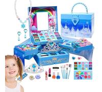 Ensembles de maquillage princesse semblant | Kit de maquillage pour de 3 ans et plus, valise cosmétique lavable pour fille, amie de la famille, déguisement pour salon de beauté, accessoires de