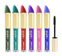 Ensembles de mascara coloré 6pièces cils volumineux séchage rapide mascara volumineux charmant longue durée pour les fêtes de Noël d'Halloween et les mariages
