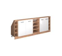 Ensembles de meuble de rangement sous pente Rion, Lot de 5, Blanc brillant/Chêne doré, Chêne de force doré, Vicco