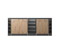 Vicco Ensembles de Meuble de Rangement sous Pente Rion, Chêne Artisan/Anthracite, L210 x P46 cm Lot de 5, Gain de Place pour Les pièces mansardées