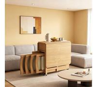 Ensembles de Meubles de Salle à Manger, Table à Manger Pliante en Bois avec 4 chaises et rangements en Cuir, Coin Repas Peu encombrant, Conception portative compacte, Facile à Assembler