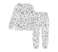 Ensembles de NoëL pour BéBéS Filles Ensemble de vêtements d'intérieur peints à la main pour enfants,ensembles pyjamas à colorier garçons et filles avec lesquels ils peuvent jouer (White,7-8 Ans)